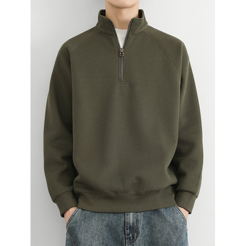 半拉鍊立領衛衣男款春秋冬季美式復古加絨加厚男士純色休閒外套男 半拉鍊立領衛衣男款春秋冬季美式復古加絨加厚男士純色休閒外套男