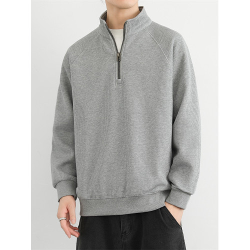 半拉鍊立領衛衣男款春秋冬季美式復古加絨加厚男士純色休閒外套男 半拉鍊立領衛衣男款春秋冬季美式復古加絨加厚男士純色休閒外套男