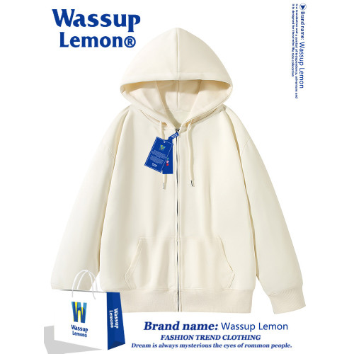 WASSUP LEMON連帽開衫oversize衛衣男女秋冬款加厚學生情侶拉鍊衫 WASSUP LEMON連帽開衫oversize衛衣男女秋冬款加厚學生情侶拉鍊衫