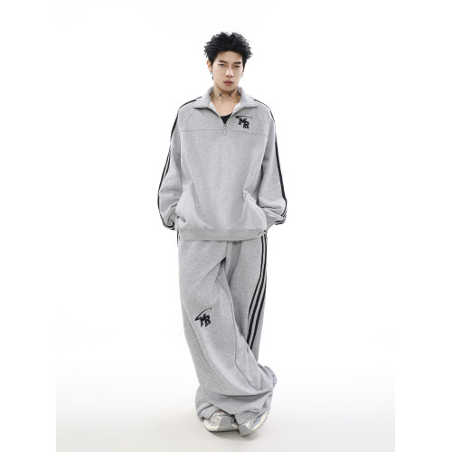 MRNEARLY美式復古休閒運動高街立領情侶衛衣潮牌重磅秋冬款套裝男 MRNEARLY美式復古休閒運動高街立領情侶衛衣潮牌重磅秋冬款套裝男