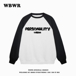 美式休閒字母印花撞色拼接衛衣男秋季街頭寬松百搭休閒插肩袖上衣