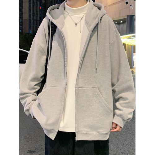 2025新款開衫衛衣男春秋季連帽拉鍊運動重磅外套美式潮牌男生上衣