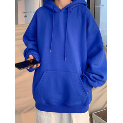 加絨連帽衛衣男潮牌ins純色上衣服春秋冬季帽衫情侶寬松純黑外套