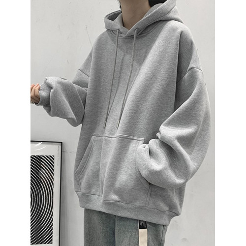 加絨連帽衛衣男潮牌ins純色上衣服春秋冬季帽衫情侶寬松純黑外套 加絨連帽衛衣男潮牌ins純色上衣服春秋冬季帽衫情侶寬松純黑外套