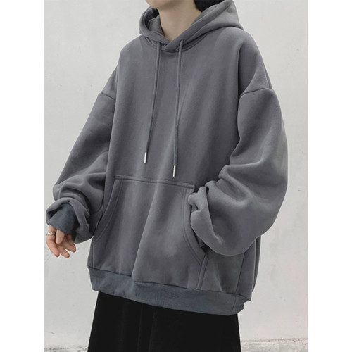 加絨連帽衛衣男潮牌ins純色上衣服春秋冬季帽衫情侶寬松純黑外套 加絨連帽衛衣男潮牌ins純色上衣服春秋冬季帽衫情侶寬松純黑外套