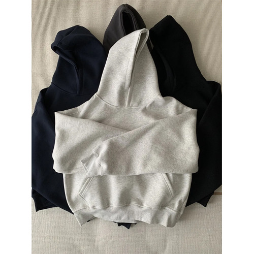 灰色美式重磅連帽衛衣男款春秋短款boxy復古高街cleanfit帽衫外套 灰色美式重磅連帽衛衣男款春秋短款boxy復古高街cleanfit帽衫外套