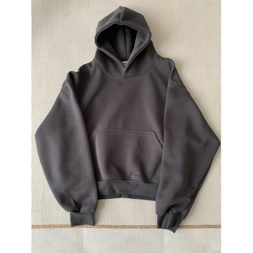 灰色美式重磅連帽衛衣男款春秋短款boxy復古高街cleanfit帽衫外套 灰色美式重磅連帽衛衣男款春秋短款boxy復古高街cleanfit帽衫外套