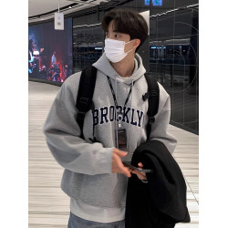 純棉重磅美式潮牌痞帥日系寬松加絨加厚連帽衛衣男裝秋冬休閒外套