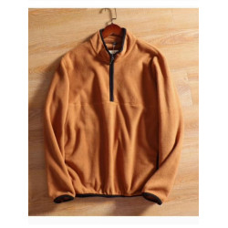 【 半拉鍊設計】秋冬新款男裝搖粒絨時尚保暖套頭衫衛衣