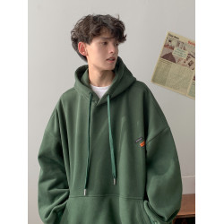 加絨加厚墨綠色重磅cityboy衛衣男秋冬潮連帽衫oversize美式外套