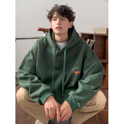 加絨加厚墨綠色重磅cityboy衛衣男秋冬潮連帽衫oversize美式外套 加絨加厚墨綠色重磅cityboy衛衣男秋冬潮連帽衫oversize美式外套