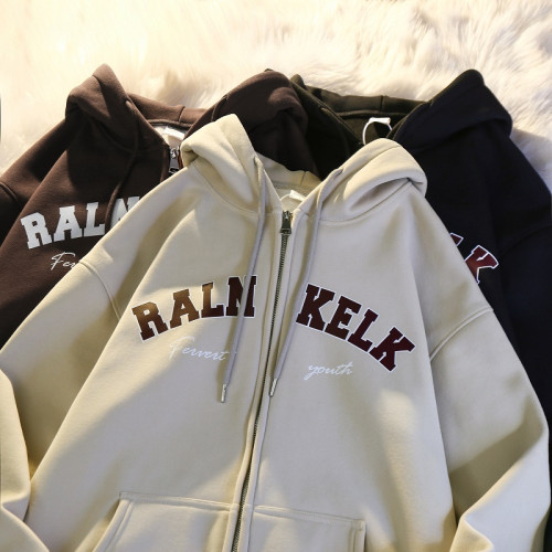 2024新款重磅純棉美式衛衣外套男生春秋冬季加絨加厚連帽開衫上衣 2024新款重磅純棉美式衛衣外套男生春秋冬季加絨加厚連帽開衫上衣