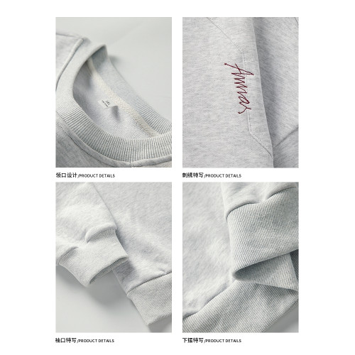 悟空有貨秋季復古簡約刺綉圓領衛衣男潮牌bf慵懶風情侶休閒打底衫 悟空有貨秋季復古簡約刺綉圓領衛衣男潮牌bf慵懶風情侶休閒打底衫