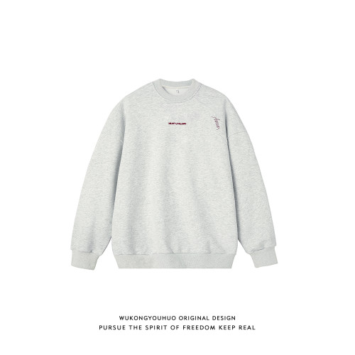 悟空有貨秋季復古簡約刺綉圓領衛衣男潮牌bf慵懶風情侶休閒打底衫 悟空有貨秋季復古簡約刺綉圓領衛衣男潮牌bf慵懶風情侶休閒打底衫