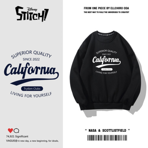 潮牌圓領衛衣男2025新款春秋款上衣美式寬松百搭無帽長袖春季外套 潮牌圓領衛衣男2025新款春秋款上衣美式寬松百搭無帽長袖春季外套