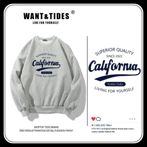 潮牌圓領衛衣男2025新款春秋款上衣美式寬松百搭無帽長袖春季外套 潮牌圓領衛衣男2025新款春秋款上衣美式寬松百搭無帽長袖春季外套