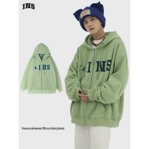 INSstudios 冰淇淋四色開衫自製國潮牌情侶加絨衛衣外套男女