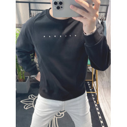 歐洲站寬松衛衣男春秋款2025新款字母刺綉時尚拼接上衣圓領簡約潮