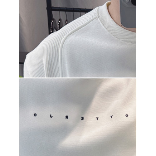 歐洲站寬松衛衣男春秋款2025新款字母刺綉時尚拼接上衣圓領簡約潮