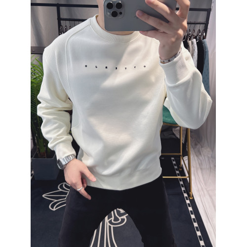 歐洲站寬松衛衣男春秋款2025新款字母刺綉時尚拼接上衣圓領簡約潮