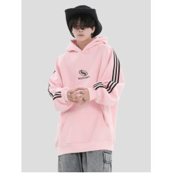 INSstudios 國潮牌情侶美式小三條杠條紋衛衣重磅加絨連帽衫