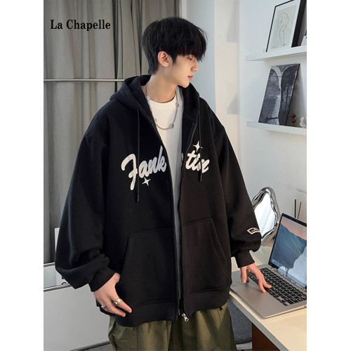 拉夏貝爾重磅開衫加絨衛衣男生春秋款2025新款大碼青少年男士外套 拉夏貝爾重磅開衫加絨衛衣男生春秋款2025新款大碼青少年男士外套