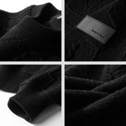 Chile高級感藝術肌理提花重磅圓領衛衣男士春秋季寬松休閒上衣男