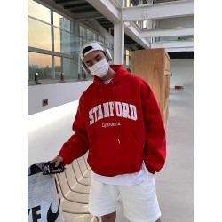 克萊因藍連帽衛衣男春秋韓版潮牌東大門字母刺綉藍色重磅帽衫外套