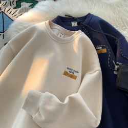 衛衣男款2025新款冬季加絨加厚男生上衣青少年初中高中生圓領無帽