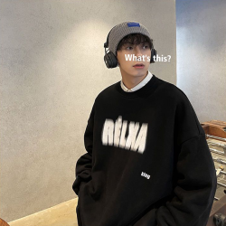 純棉圓領衛衣男款春秋款潮oversize寬松百搭字母印花秋冬加絨加厚