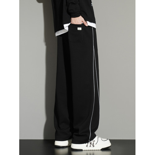 彎刀褲男大碼春秋潮牌胖子直筒衛褲加肥加大青少年垂感寬松濶腿褲