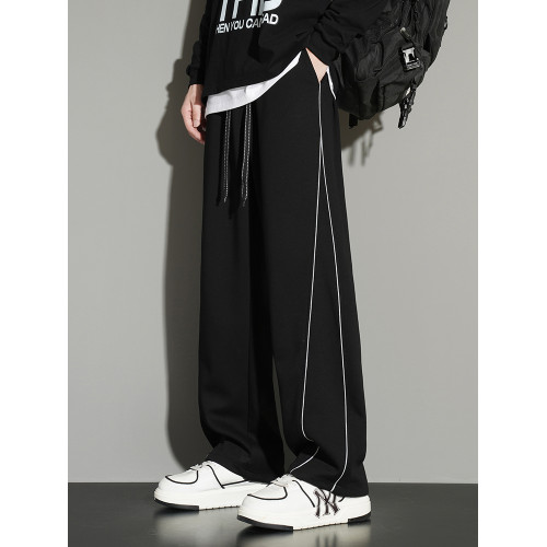 彎刀褲男大碼春秋潮牌胖子直筒衛褲加肥加大青少年垂感寬松濶腿褲