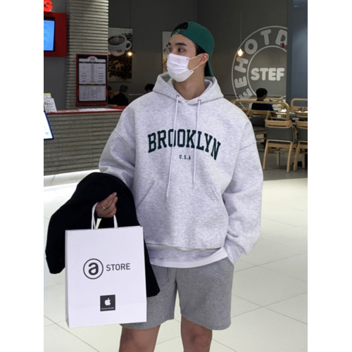 加絨衛衣高街男士連帽小衆高級設計感印花上衣春秋季韓系寬松外套 加絨衛衣高街男士連帽小衆高級設計感印花上衣春秋季韓系寬松外套