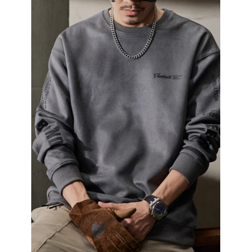 大碼300斤美式重磅衛衣男士春秋高級感潮牌寬松上衣麂皮絨衣服男