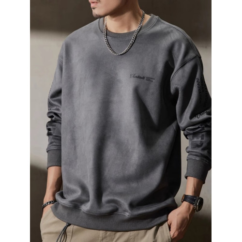 大碼300斤美式重磅衛衣男士春秋高級感潮牌寬松上衣麂皮絨衣服男