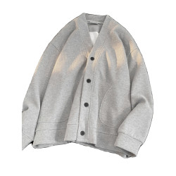 華夫格針織外套男秋季寬松V領開衫衛衣日系潮牌學生情侶休閒夾克