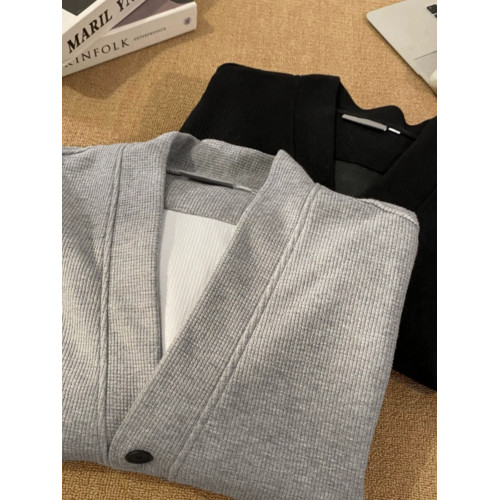 華夫格針織外套男秋季寬松V領開衫衛衣日系潮牌學生情侶休閒夾克 華夫格針織外套男秋季寬松V領開衫衛衣日系潮牌學生情侶休閒夾克