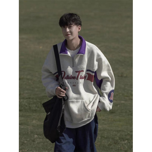 特大碼300斤Polo領衛衣男裝秋季復古寬松上衣重磅半拉鍊潮牌外套2 特大碼300斤Polo領衛衣男裝秋季復古寬松上衣重磅半拉鍊潮牌外套2