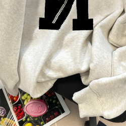 美式高街ins潮牌無帽正肩衛衣男女秋冬情侶加絨oversize內搭上衣