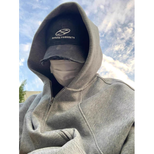 GROZNY美式重磅550g拉鍊連帽開衫衛衣cleanfit灰色boxy外套男女 GROZNY美式重磅550g拉鍊連帽開衫衛衣cleanfit灰色boxy外套男女