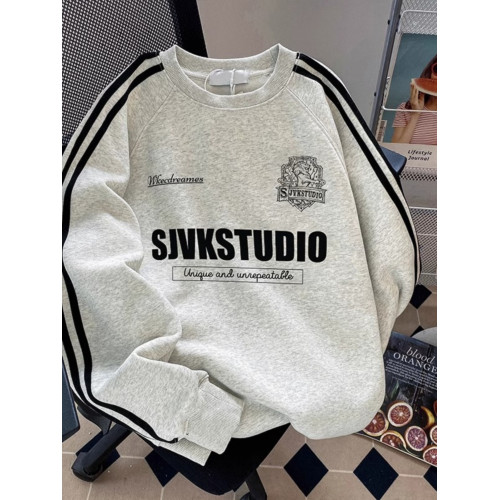 重磅美式復古高街風三杠衛衣秋冬加絨加厚百搭款男女圓領寬松上衣 重磅美式復古高街風三杠衛衣秋冬加絨加厚百搭款男女圓領寬松上衣