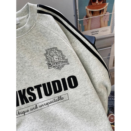 重磅美式復古高街風三杠衛衣秋冬加絨加厚百搭款男女圓領寬松上衣 重磅美式復古高街風三杠衛衣秋冬加絨加厚百搭款男女圓領寬松上衣