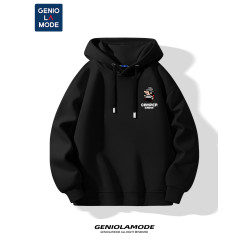 GENIOLAMODE加絨連帽衛衣男冬季2025新款美式男士重磅帶帽套頭衫