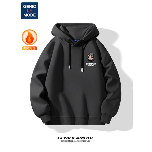 GENIOLAMODE加絨連帽衛衣男冬季2025新款美式男士重磅帶帽套頭衫 GENIOLAMODE加絨連帽衛衣男冬季2025新款美式男士重磅帶帽套頭衫