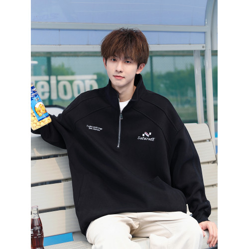 重磅半拉鍊衛衣男男款秋冬加絨男士內搭上衣長袖男生秋季無帽外套 重磅半拉鍊衛衣男男款秋冬加絨男士內搭上衣長袖男生秋季無帽外套