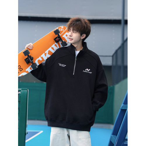 重磅半拉鍊衛衣男男款秋冬加絨男士內搭上衣長袖男生秋季無帽外套 重磅半拉鍊衛衣男男款秋冬加絨男士內搭上衣長袖男生秋季無帽外套