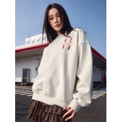 MEDM國潮基礎款Logo圓領衛衣春秋季男女同款美式高街寬松休閒上衣