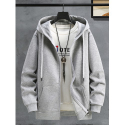 秋冬純棉開衫連帽衛衣男加絨帽衫寬松拉鍊外套加肥加大碼休閒上衣