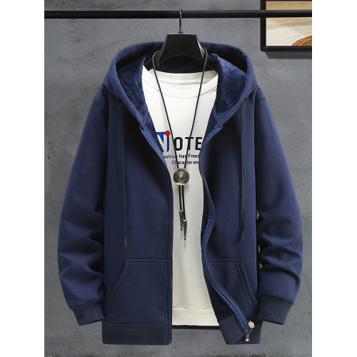 秋冬純棉開衫連帽衛衣男加絨帽衫寬松拉鍊外套加肥加大碼休閒上衣 秋冬純棉開衫連帽衛衣男加絨帽衫寬松拉鍊外套加肥加大碼休閒上衣