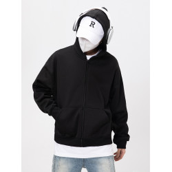 cleanfti外套基礎通勤寬松連帽落肩拉鍊開衫廓形短款boxy版型衛衣